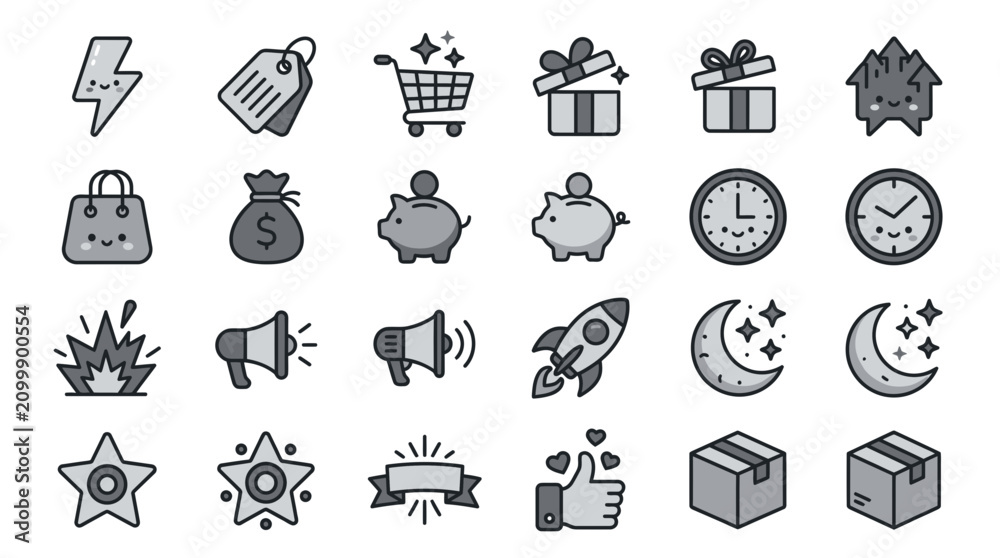 Fototapeta premium Set of 25 Pixel Art Icons: Business, Shopping, Finance, and Lifestyle