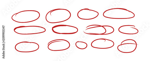 Circular strokes marker felt pen scribbles doodle line collection. Hand drawn outline sketch wave brush circle mark elements rough set for text highlight ovals, PNG.