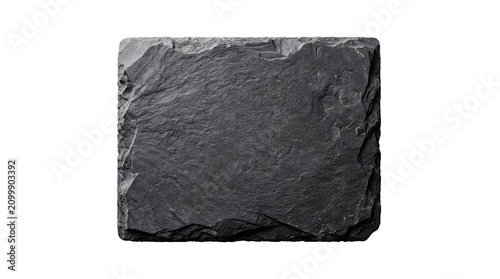 Square natural slate stone tile board isolated on transparent background