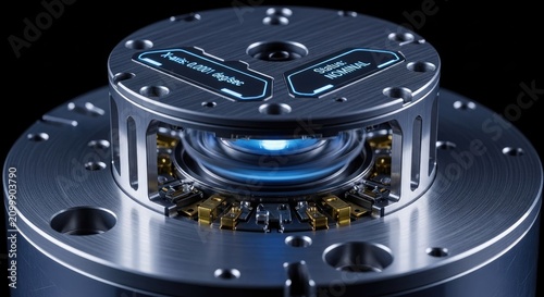 Futuristic Mechanical Core with Glowing Blue Energy