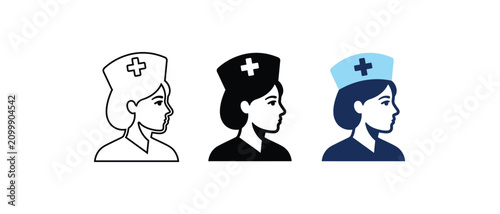 Fotografi Female nurse with cap side view character image