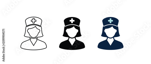 Photography Female nurse with cap avatar portrait image.vector illustration