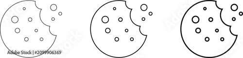 Delicious Cookie Icons Chocolate cookie doodle line illustration  Line Art Cookie Icon