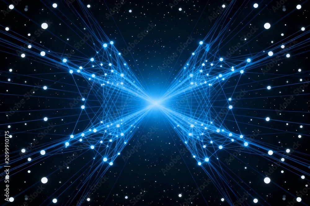Fototapeta premium Blue Digital Network in Space