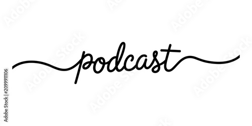 Quadro su tela Black handwritten calligraphy style podcast word text lettering design element f