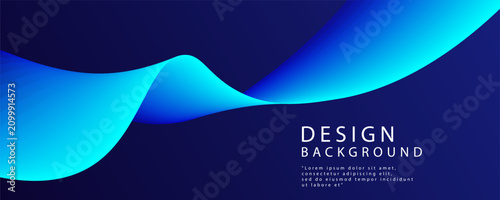 Abstract dark blue banner template. Minimalist vector wavy solid line background with text for social media covers and headers.