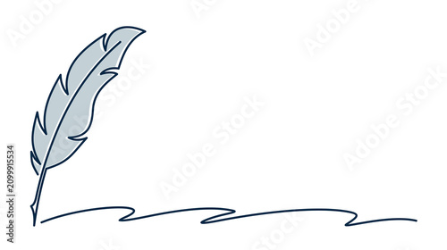 The symbol of a bird feather with ink.