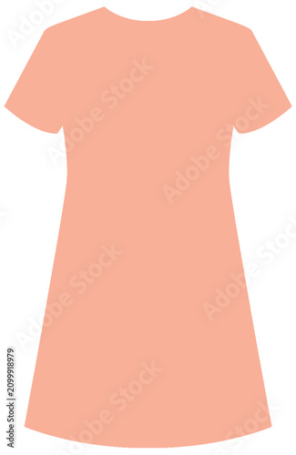 Peach Pastel Short Sleeve Dress Vector Illustration Mockup Template