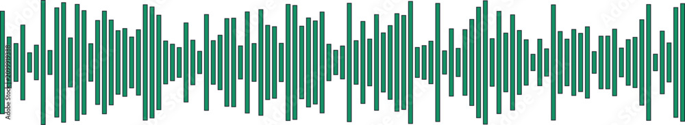 Fototapeta premium Green audio equalizer visualization on a transparent background, suitable for diverse media applications.