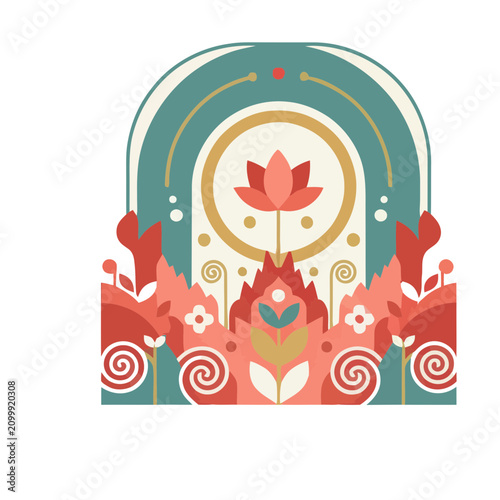 Abstract floral and geometric design