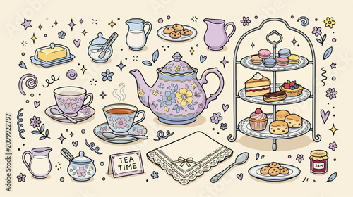 Tea Party Dessert Table Setting.