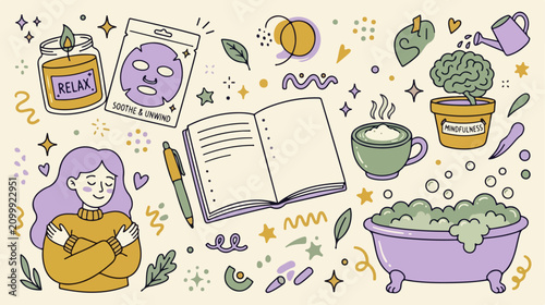 Woman Self Care Relaxation Routine.
