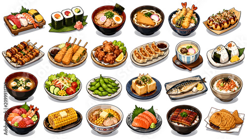 Illustration Japan menu set
