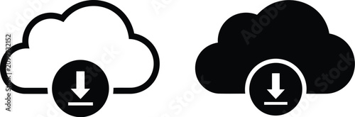Cloud download icon set for website and app interface