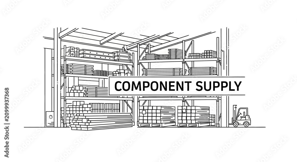 Obraz premium Component Supply Warehouse Storage Illustration
