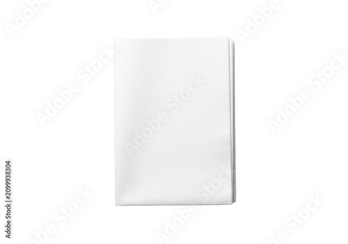 A pristine, perfectly folded blank white newspaper in a flat lay on a stark transparent background with copy space. Concept of new beginnings and potential.