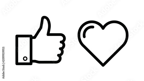Canvastavla Like thumbs up and heart love social media icons with feedback, positive