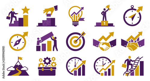 Foto Business icons for success and growth.