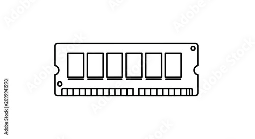 Computer RAM Memory Stick Line Art Icon