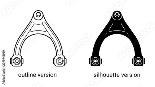 Canvas-taulu Car Suspension Part: Two diagrams, one an outline and the other a silhouette, clearly depict a car's suspension control arm, a crucial component for vehicle handling and stability