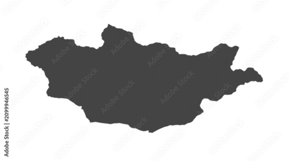 Obraz premium A detailed vector illustration of the Mongolia map silhouette filled with a complex dark geometric pattern, isolated on a clean white background for professional design.