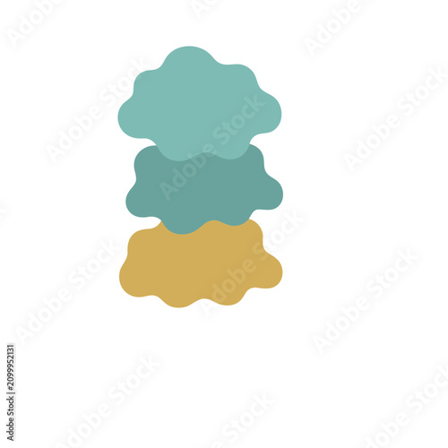 Abstract shapes stacked vertically