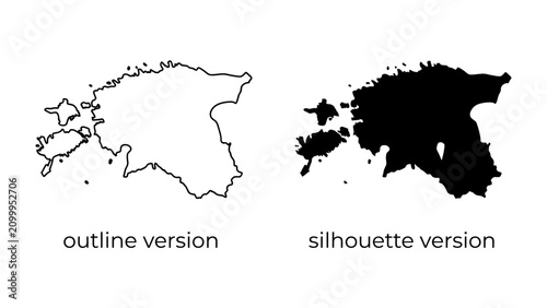 Konstfotografi Estonia Outline and Silhouette: Two distinct representations of the country of Estonia, one as a clean outline and the other as a solid silhouette