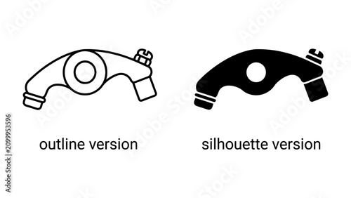 Cuadro en lienzo Camshaft Lobes: A comparison of two camshaft lobe designs, one as an outline and the other as a silhouette, illustrating mechanical components used in internal combustion engines