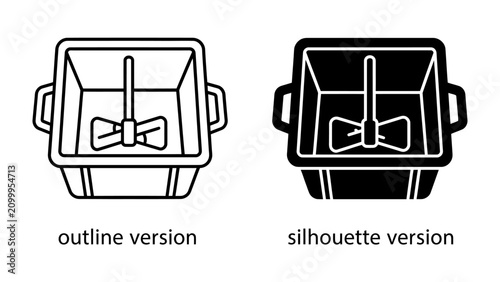 Obraz na płótnie Ink mixer icon set: A simple yet effective visual representation of an ink mixer, presented in both outline and silhouette versions