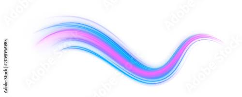 Foto Glowing neon wave lines cross a futuristic road scene PNG
