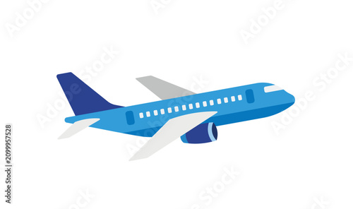 Fotografie Blue passenger airplane vector illustration