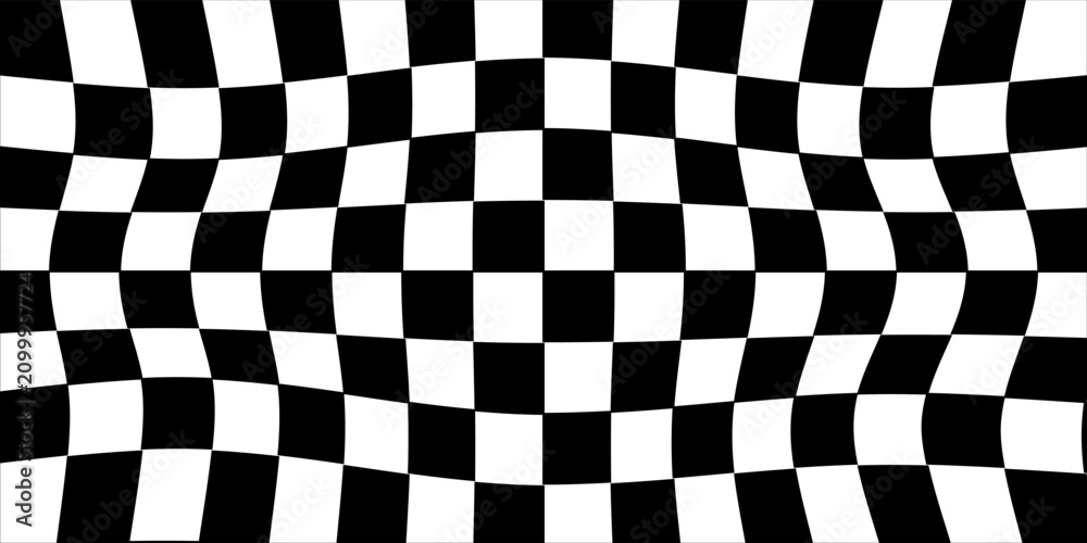 Obraz premium Black and White Checkerboard Floor Pattern With Dramatic Perspective and Optical Illusion Effect
