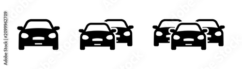Car icon, Traffic jam symbol. Transparent PNG and vector