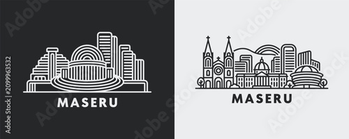 Fotografía Maseru Lesotho Skyline Cityscape Minimalist Linear Illustration