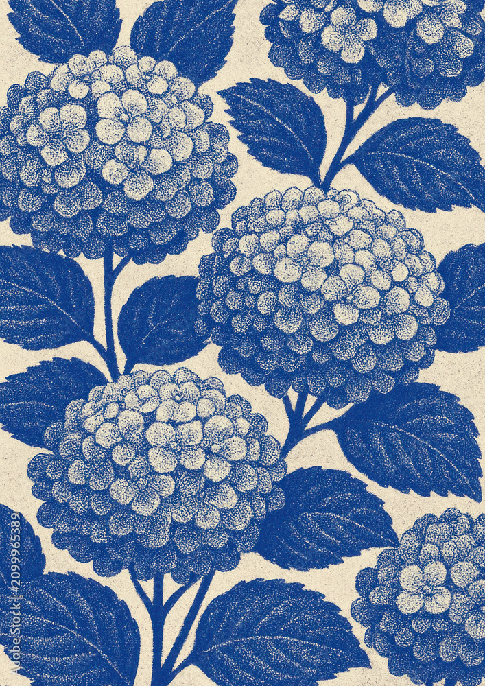 Obraz premium Vintage floral blue elegance