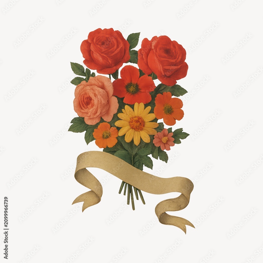 Obraz premium Vibrant floral bouquet illustration.