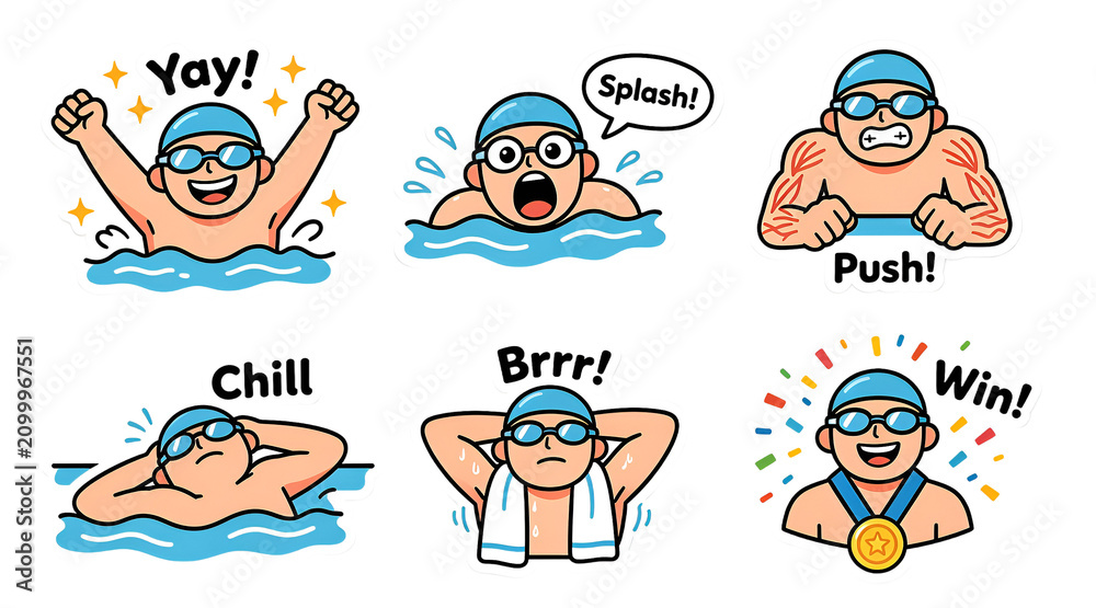 Fototapeta premium set of swimming vector illustration of people