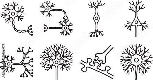 Obraz na płótnie Eight types of neuron cells diagram illustration