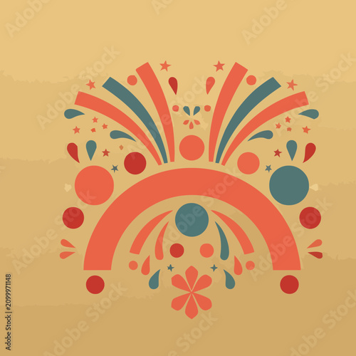 Abstract Festive Pattern with Geometric Shapes