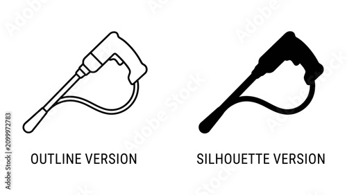 Cleaning Tool Icons: A set of two icons representing a cleaning tool, one in outline version and the other in silhouette, symbolizing efficiency and simplicity in household tasks.