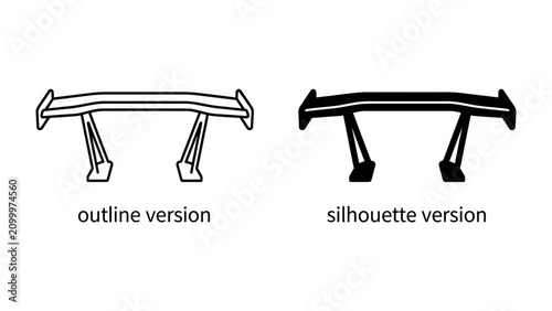Quadro su tela Car Spoiler Icons: A graphic representation of car spoilers, offering both an outline version and a silhouette version for design versatility
