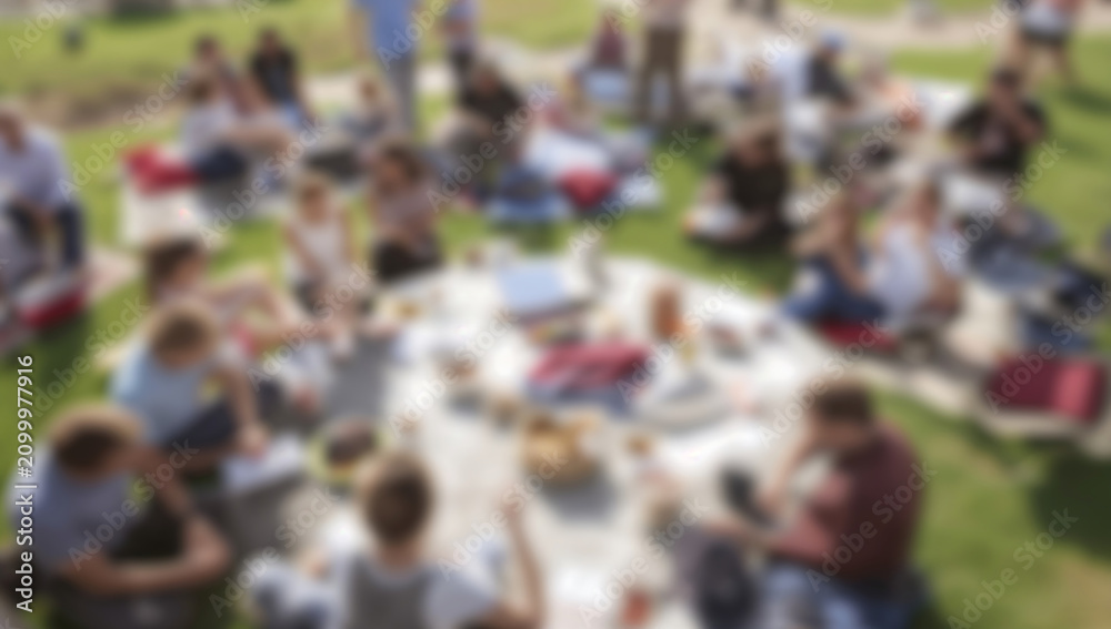 Obraz premium Generative AI captures a lively outdoor picnic with diverse groups