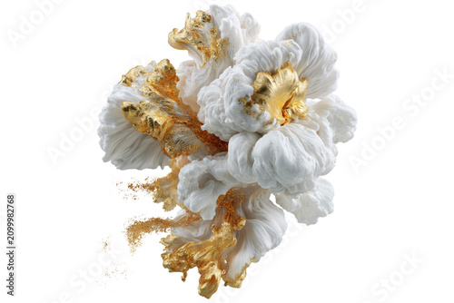 White and gold fluid cloud luxury swirl isolated on white background, premium abstract art concept