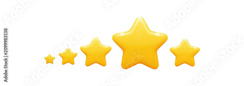 Row of five golden stars in increasing size, symbolizing rating or achievement