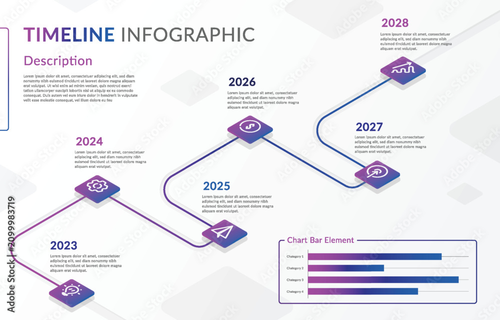 Obraz premium Timeline gantt chart infographic template background