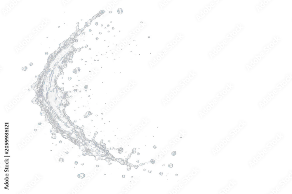 Obraz premium Crescent water splash residue overlay with open right area