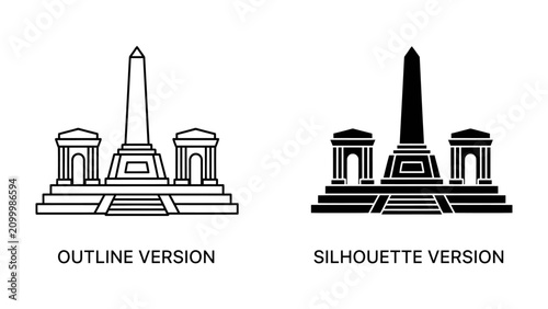 Bild auf Leinwand Monument Icon: An iconic monument depicted in both an outline and a silhouette version, showcasing architectural grandeur and historical significance