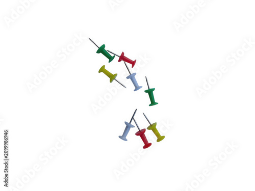 Fotografie Colorful push pins in various shades for office and school