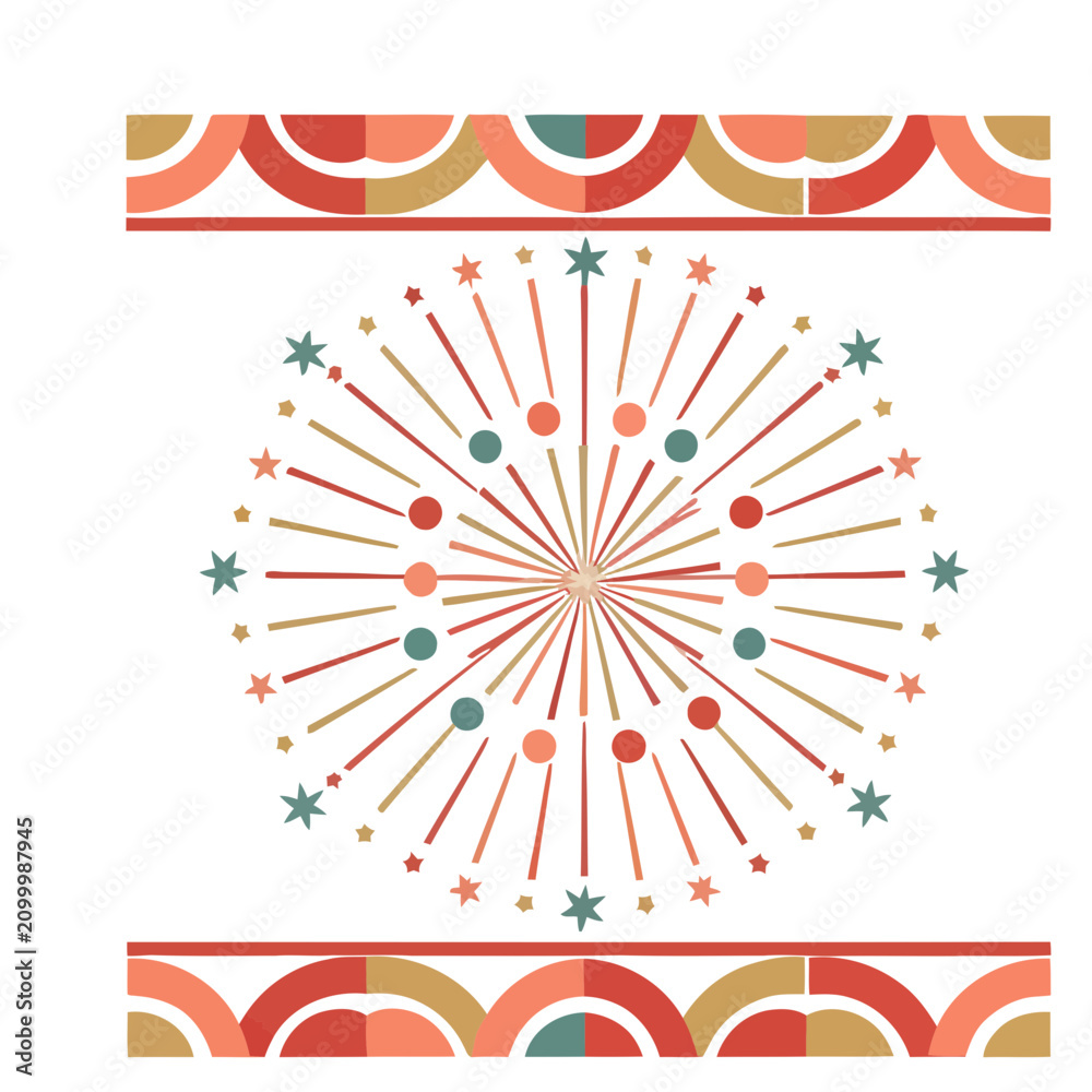 Fototapeta premium Abstract Firework and Decorative Border