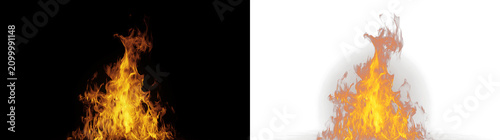 Abstract burning fire with glowing particles and orange flames on checkered background. Decorative element for war or campfire scenes